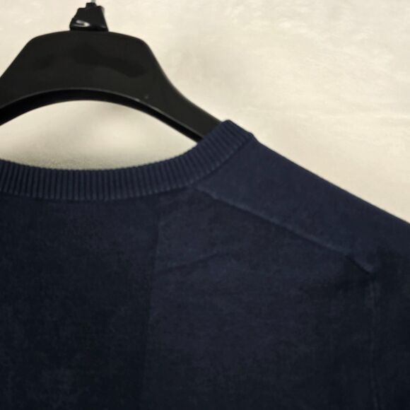 AG Adriano Green Label Men Navy V-Neck Sweater Rayon Blend Medium Vented Panels - Picture 11 of 13